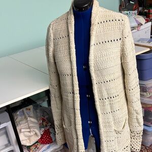 Lucky Brand Cream Open Knit Cardigan